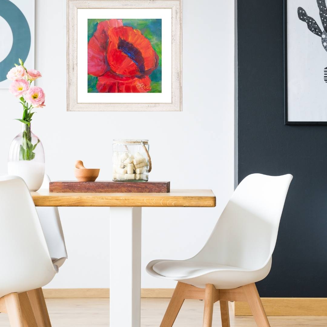 sally evans art red poppy painting