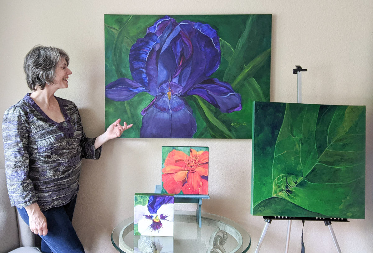 Sally Evans with original art paintings